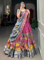 Dola Silk Pink Festival Wear Kalamkari Printed Readymade Lehenga Choli